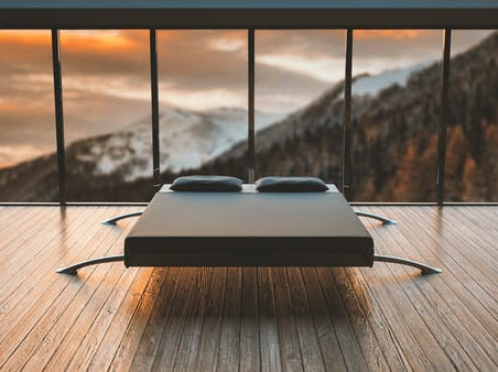 Bedroom with Luxury Vinyl Flooring in the Mountains