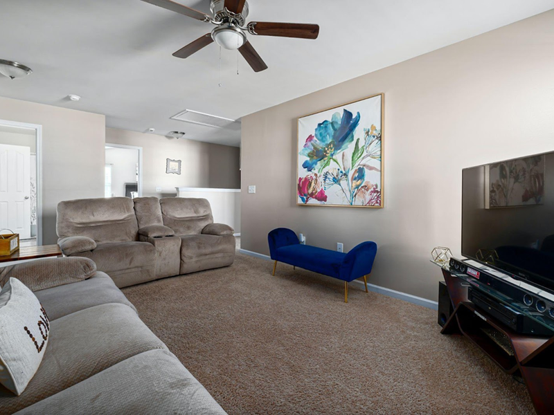 Living room with carpet flooring